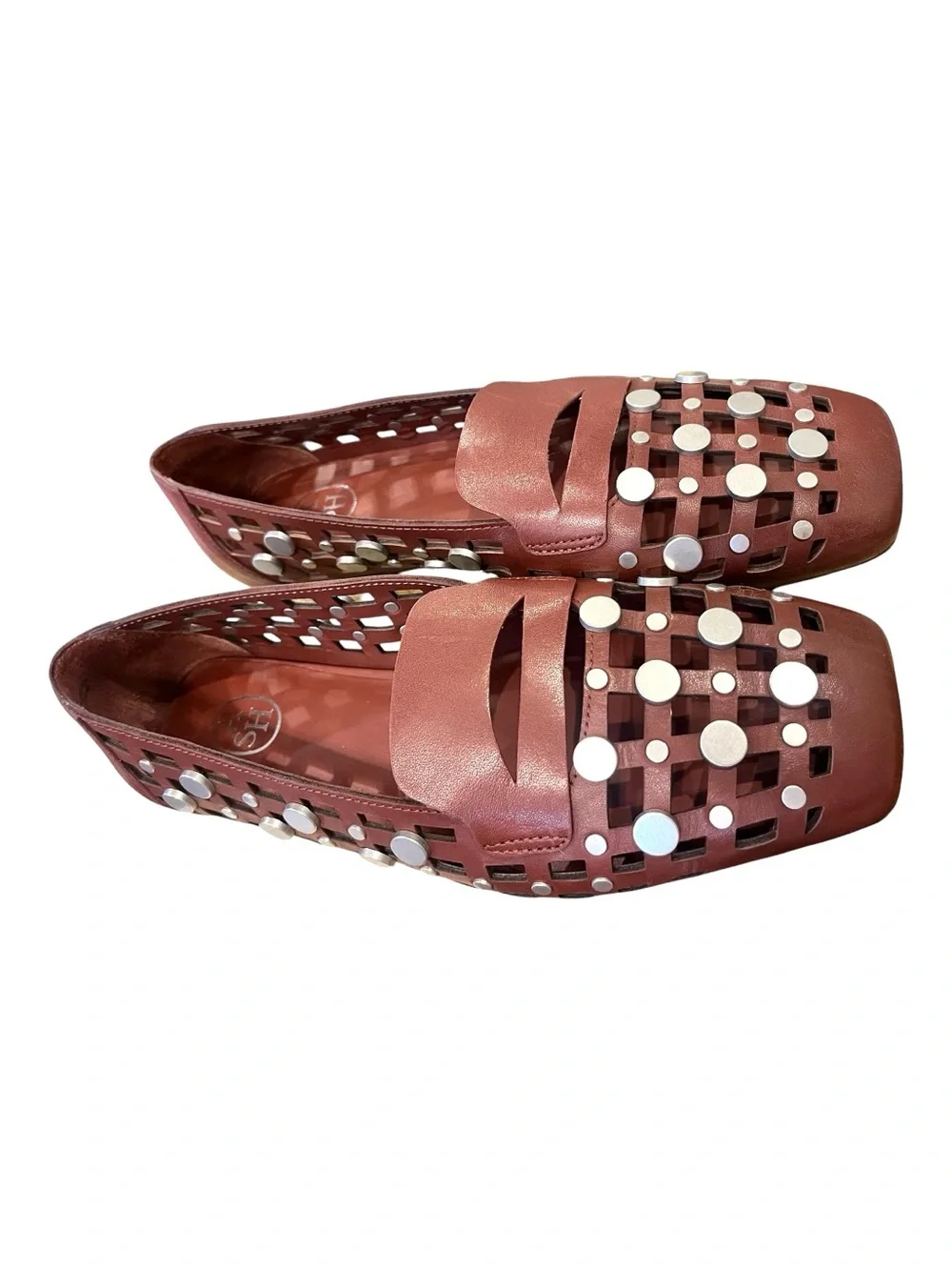 Ash Women's Brown Woven Studded Loafers 38 (7-8 US)